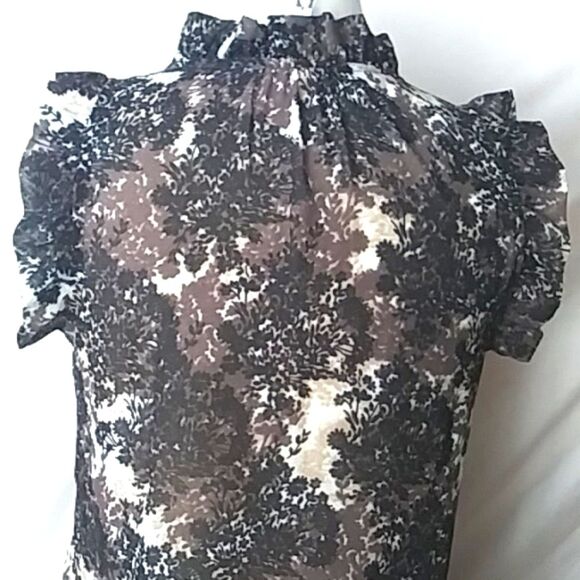 Converse Blouse Sheer Camouflage Floral Tree Shadows All Over Print Y2K S - Picture 6 of 12